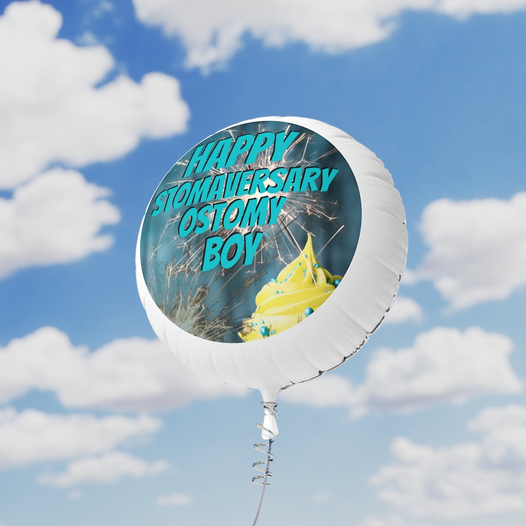 HAPPY STOMAVERSARY OSTOMY BOY Mylar Helium Balloon