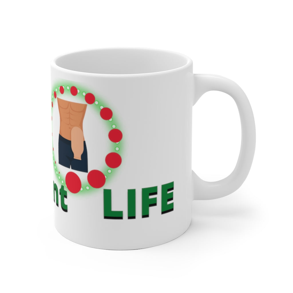 LIVIN' A BAGnificent LIFE White Ceramic Mug (male)