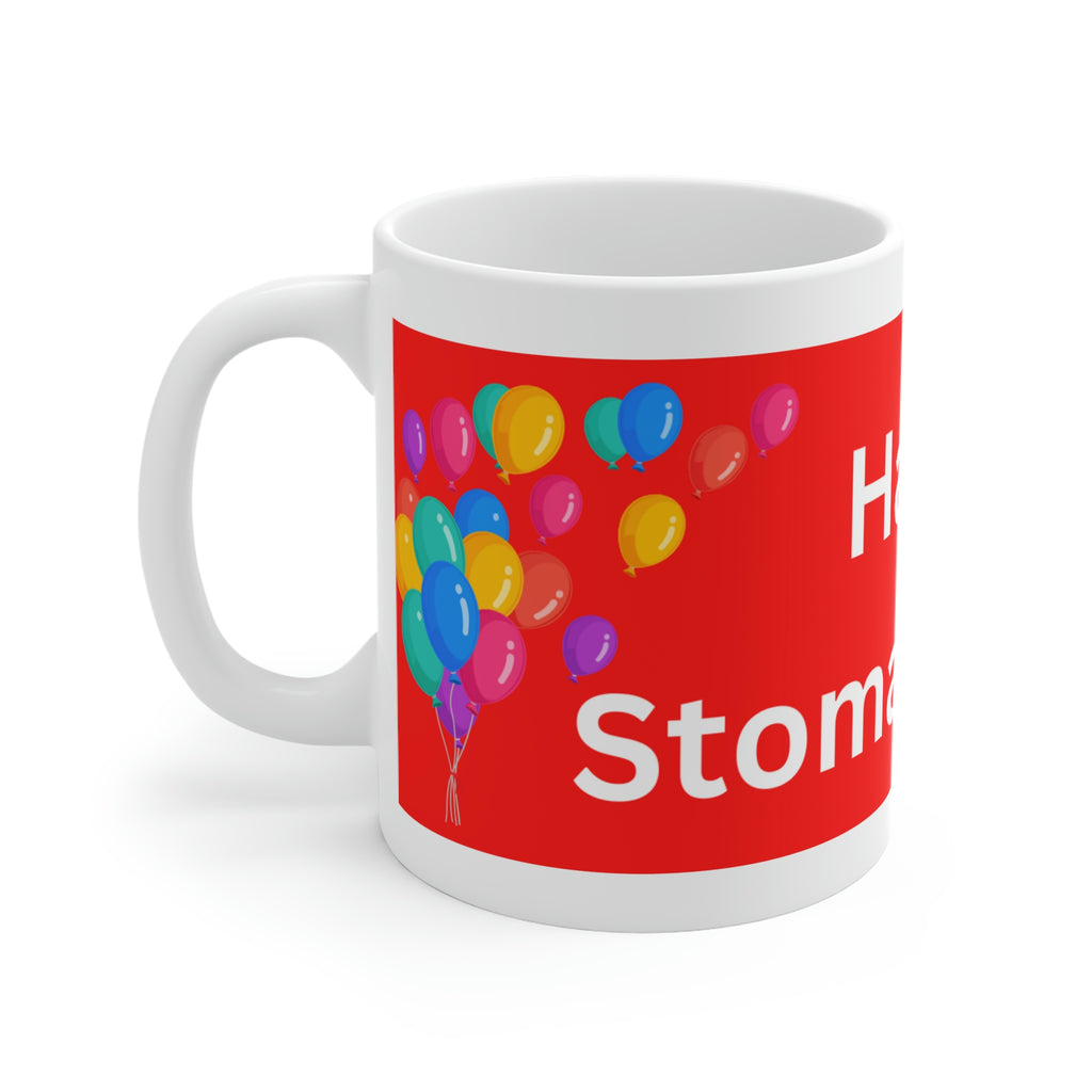 HAPPY STOMA-VERSARY White Ceramic Mug (red)