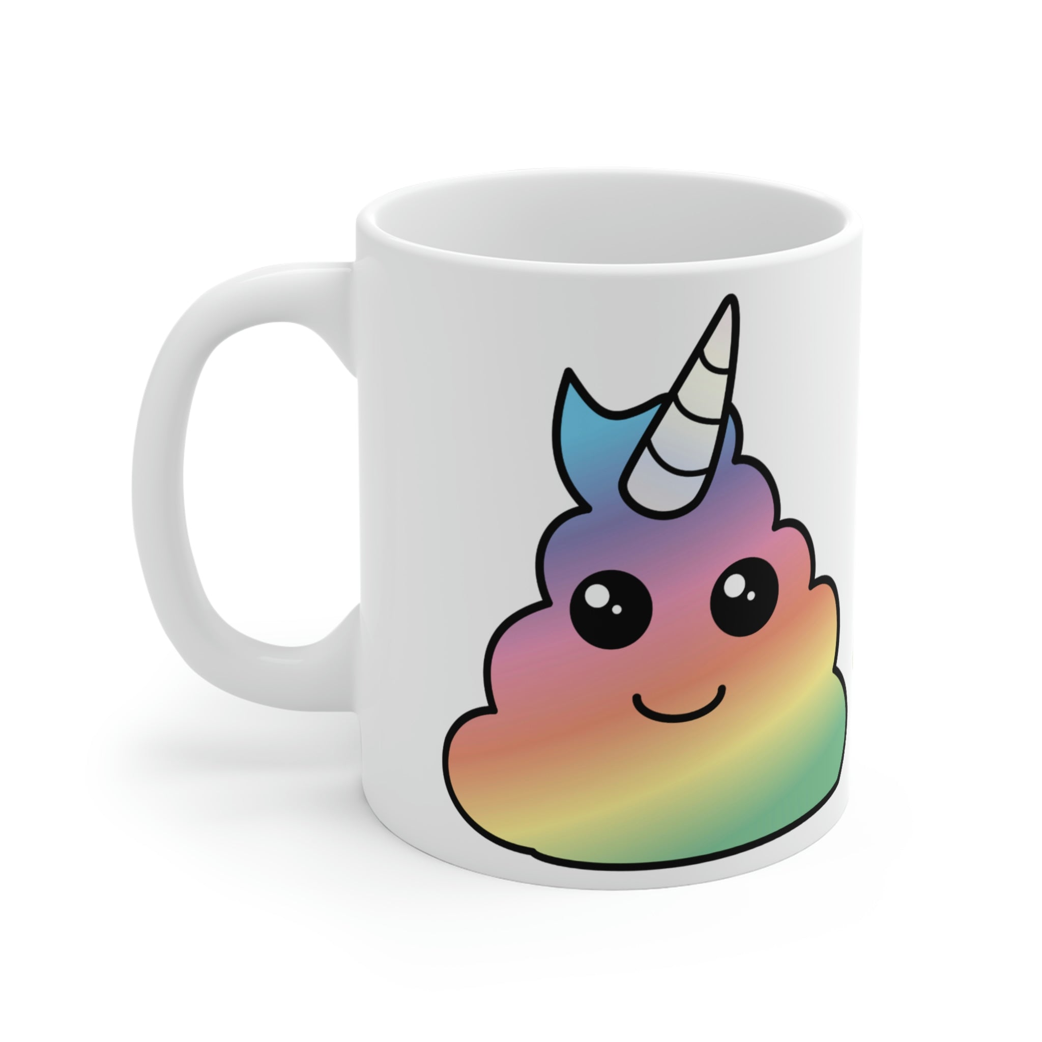 OSTOMY LIFE SHIT-UATION White Ceramic Mug (unicorn green)