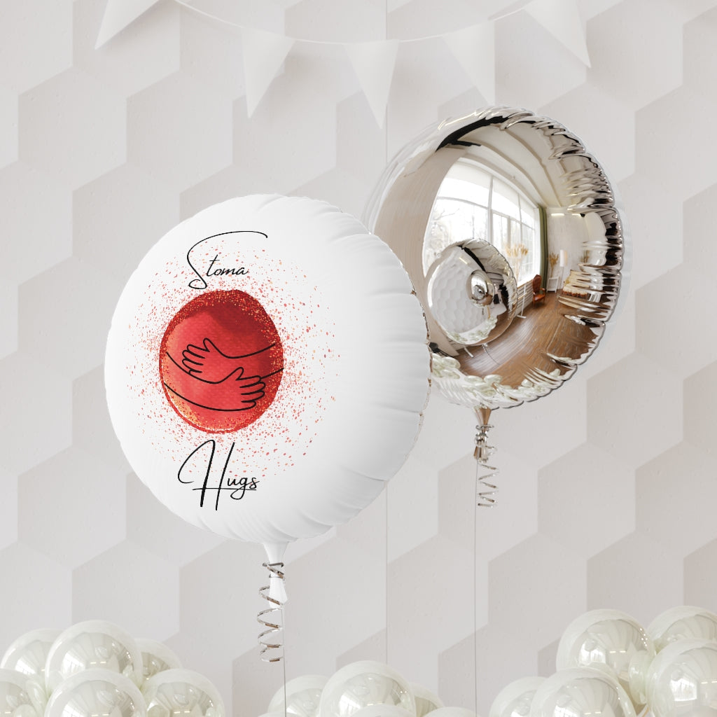 STOMA HUGS Mylar Helium Balloon (white)