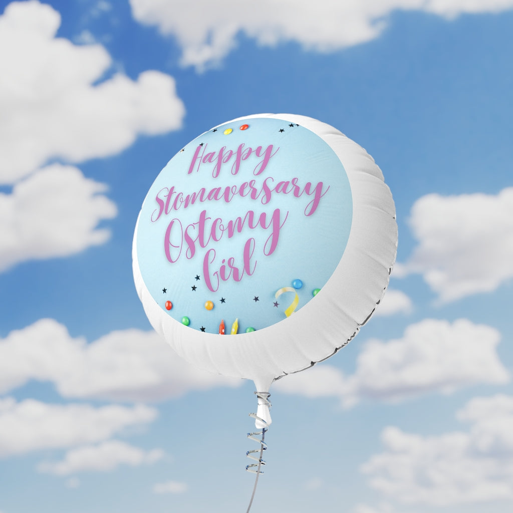 HAPPY STOMAVERSARY OSTOMY GIRL Mylar Helium Balloon (purple)