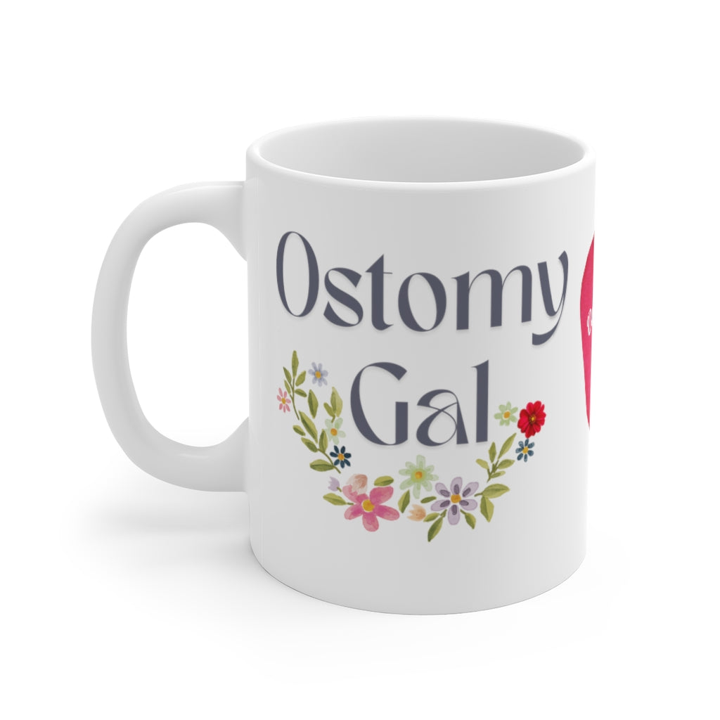 OSTOMY GAL FLOWERS White Ceramic Mug