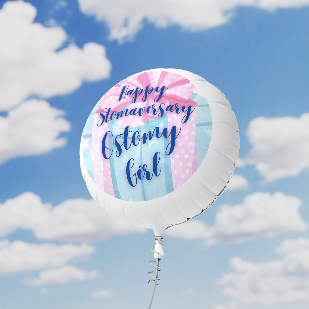 HAPPY STOMAVERSARY OSTOMY GIRL Mylar Helium Balloon
