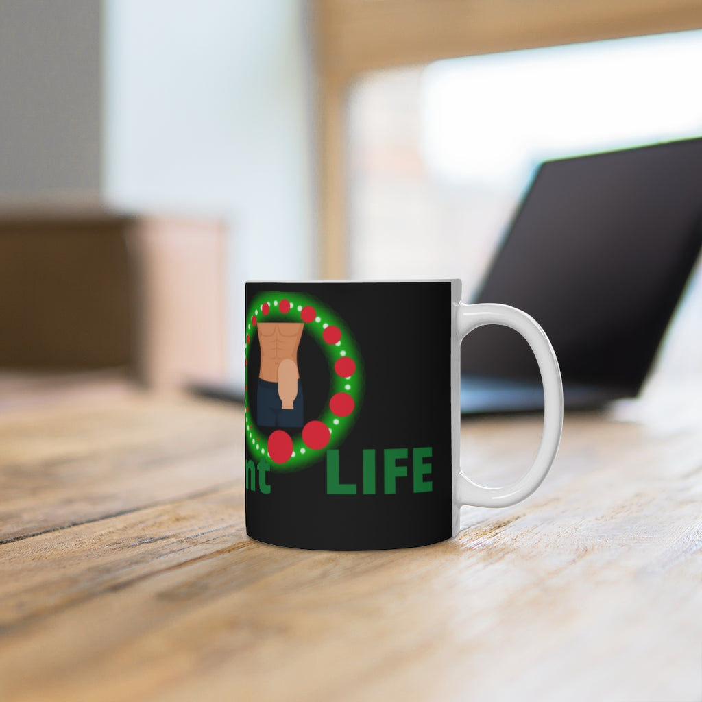 LIVIN' A BAGnificent LIFE White Ceramic Mug (male)