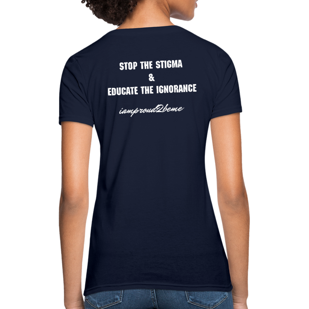 Women's T-Shirt Migraine Warrior Stop The Stigma - navy