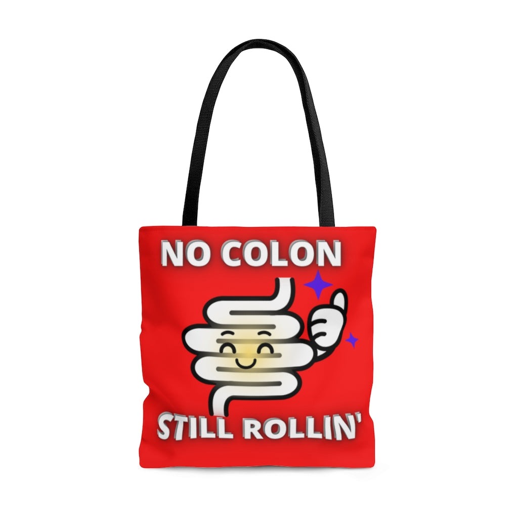 NO COLON STILL ROLLIN' Practical Tote Bag (red black)