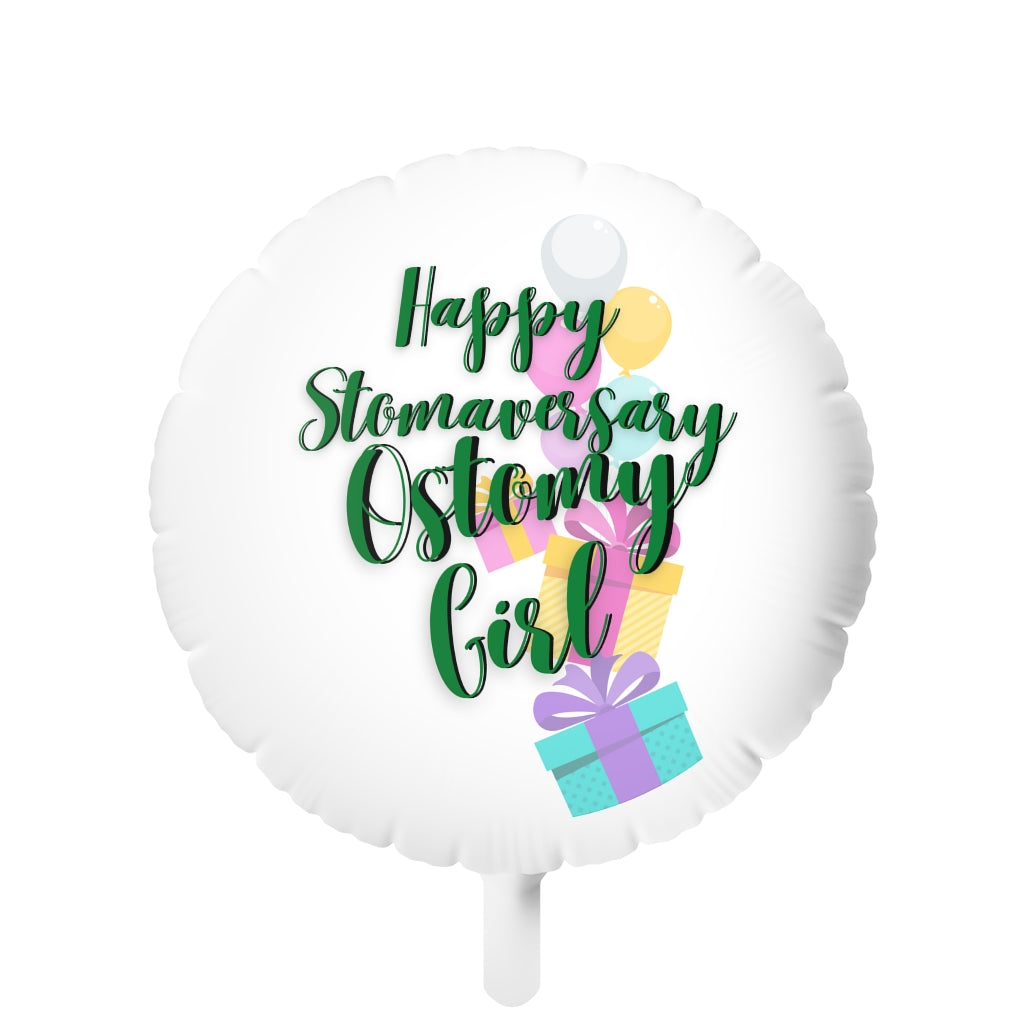 HAPPY STOMAVERSARY OSTOMY GIRL Mylar Helium Balloon