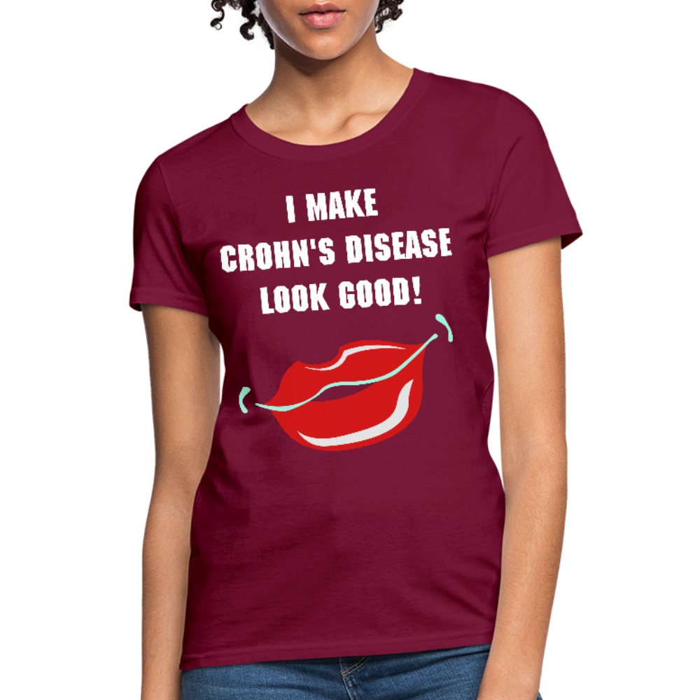 Women's T-Shirt Crohn's Disease Awareness - burgundy