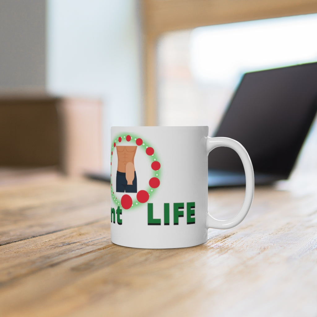 LIVIN' A BAGnificent LIFE White Ceramic Mug (male)