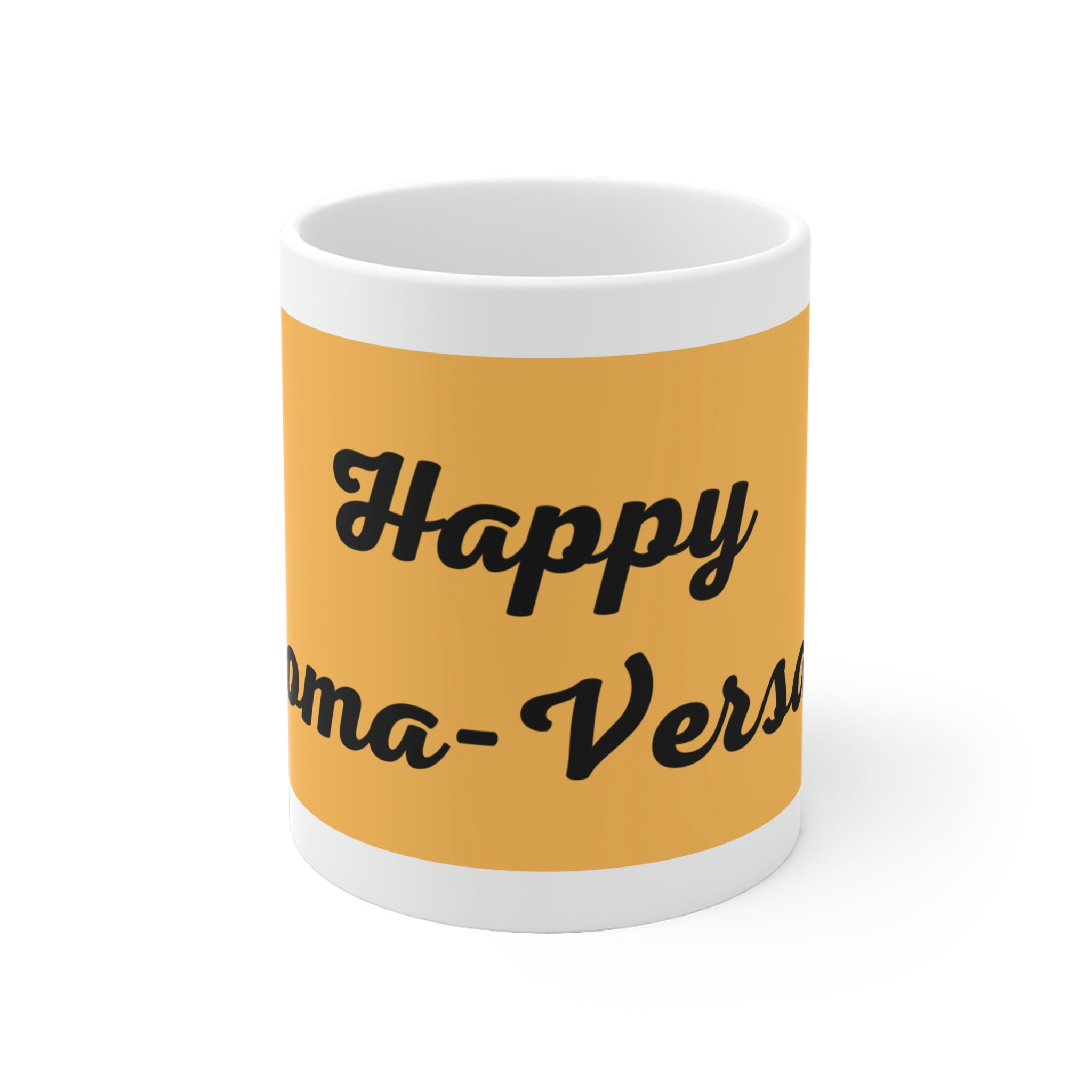 HAPPY STOMA-VERSARY White Ceramic Mug (peach/black)