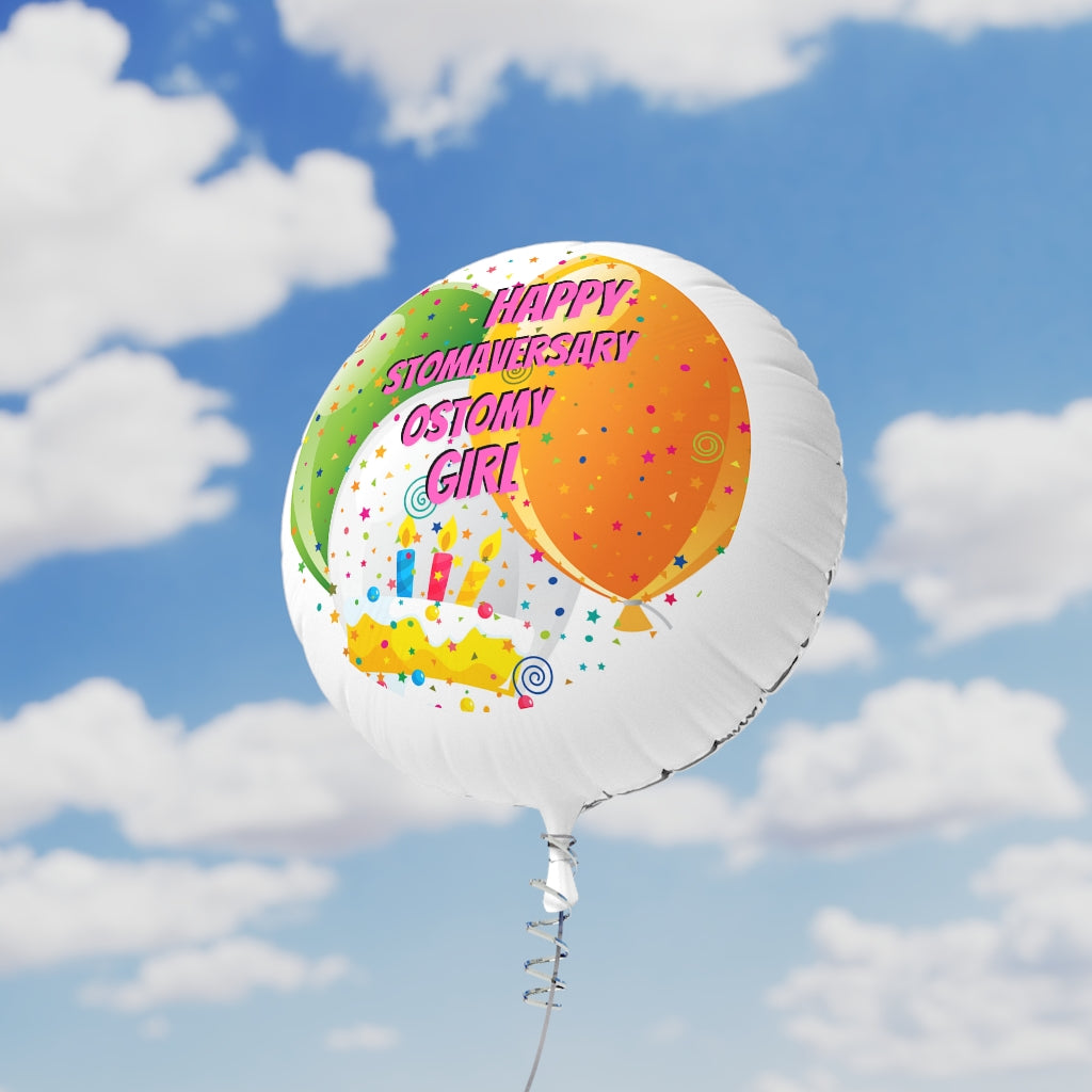 HAPPY STOMAVERSARY OSTOMY GIRL Mylar Helium Balloon