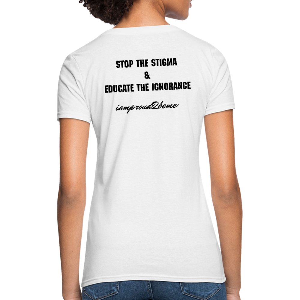 Women's T-Shirt Migraine Warrior Stop The Stigma - white