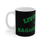 LIVIN' A BAGnificent LIFE White Ceramic Mug (male)