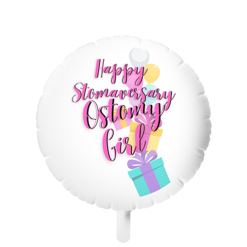 HAPPY STOMAVERSARY OSTOMY GIRL Mylar Helium Balloon