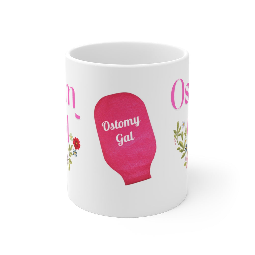 OSTOMY GAL FLOWERS White Ceramic Mug