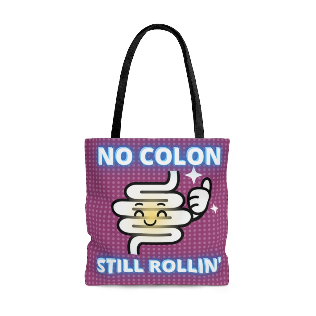 NO COLON STILL ROLLIN' Practical Tote Bag (purple pattern)