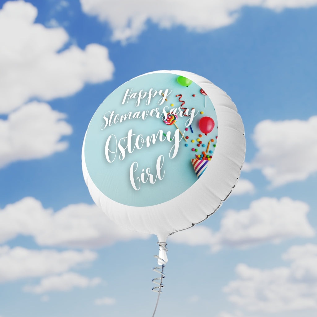 HAPPY STOMAVERSARY OSTOMY GIRL Mylar Helium Balloon