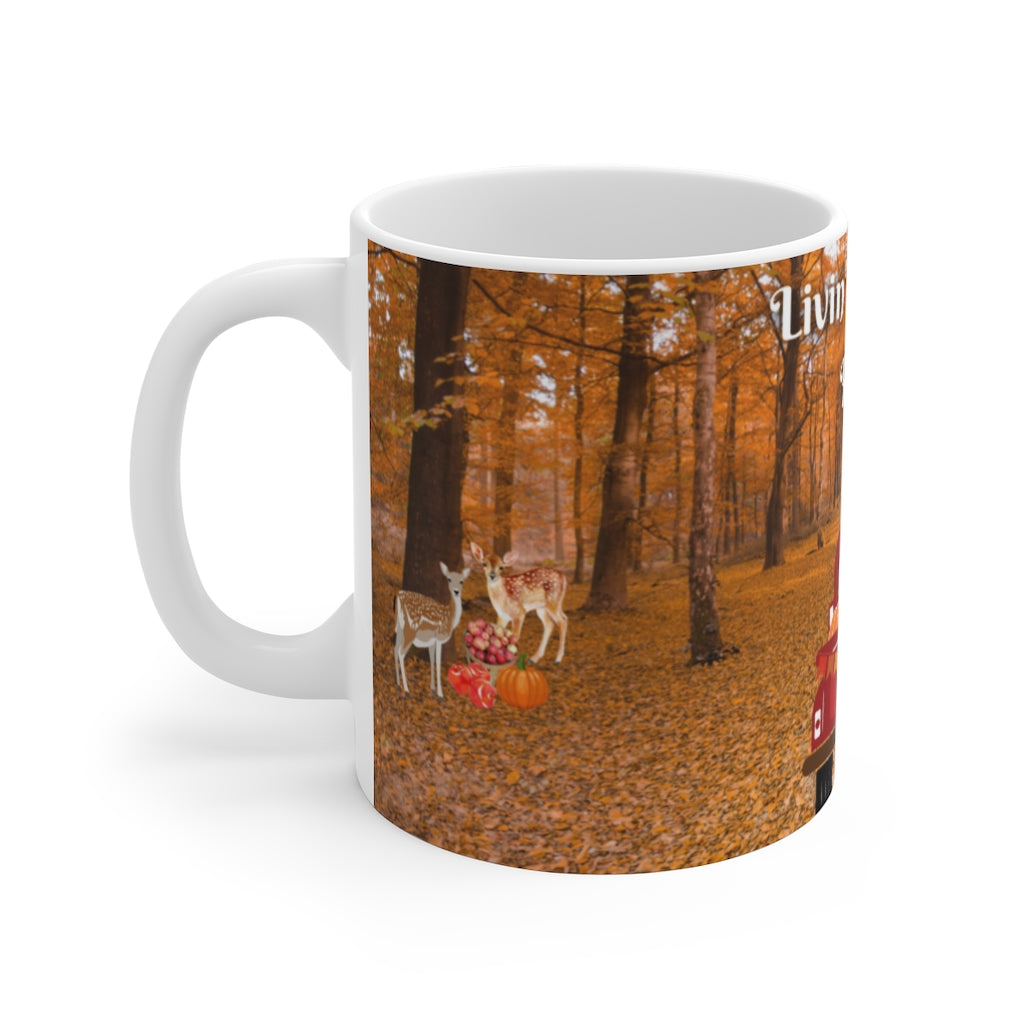 LIVIN' & LOVIN' FALL White Ceramic Mug