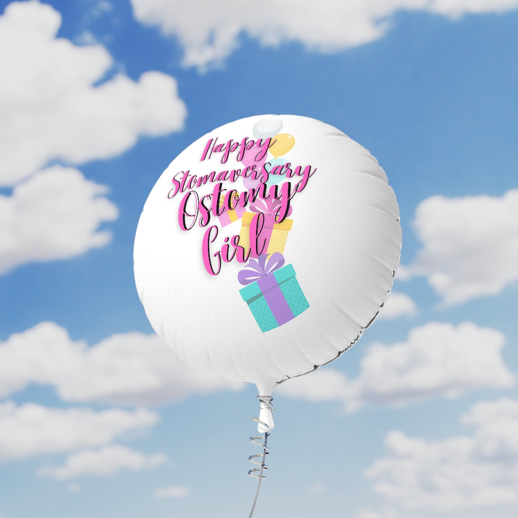 HAPPY STOMAVERSARY OSTOMY GIRL Mylar Helium Balloon