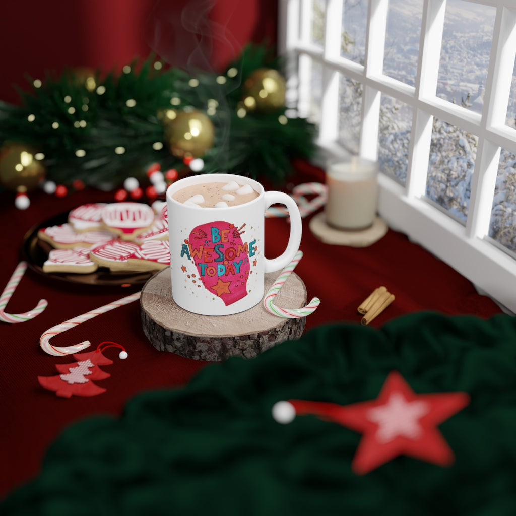 AWESOME DAY White Ceramic Mug