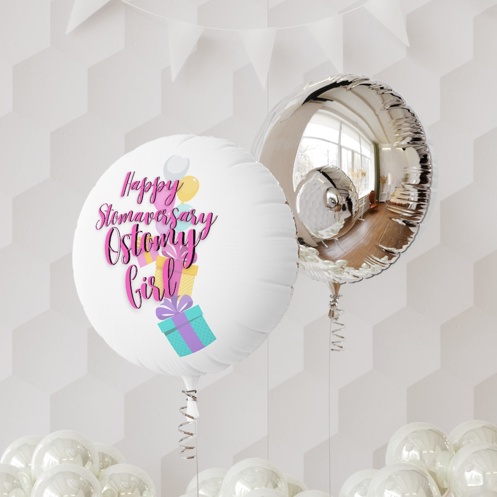 HAPPY STOMAVERSARY OSTOMY GIRL Mylar Helium Balloon