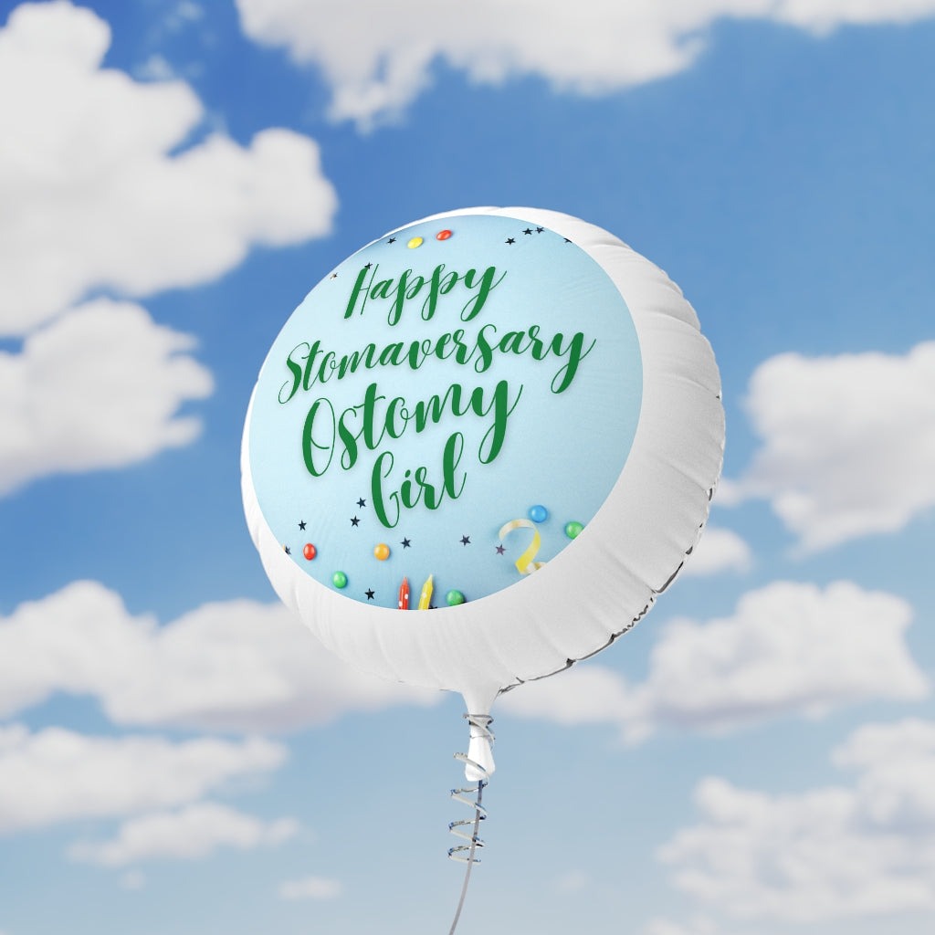 HAPPY STOMAVERSARY OSTOMY GIRL Mylar Helium Balloon