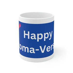 HAPPY STOMA-VERSARY White Ceramic Mug (blue)