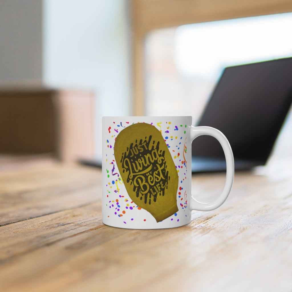 LIVING THE BEST LIFE OSTOMY BAG White Ceramic Mug