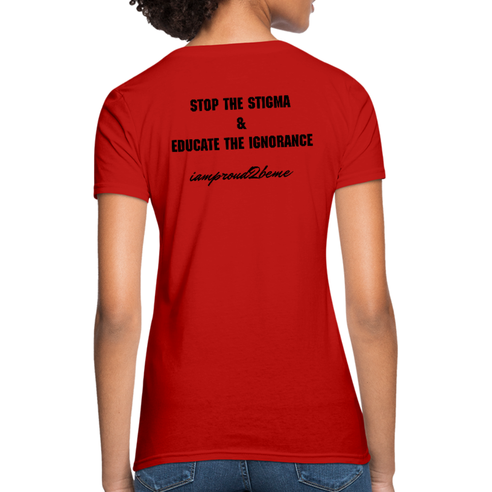 Women's T-Shirt Migraine Warrior Stop The Stigma - red