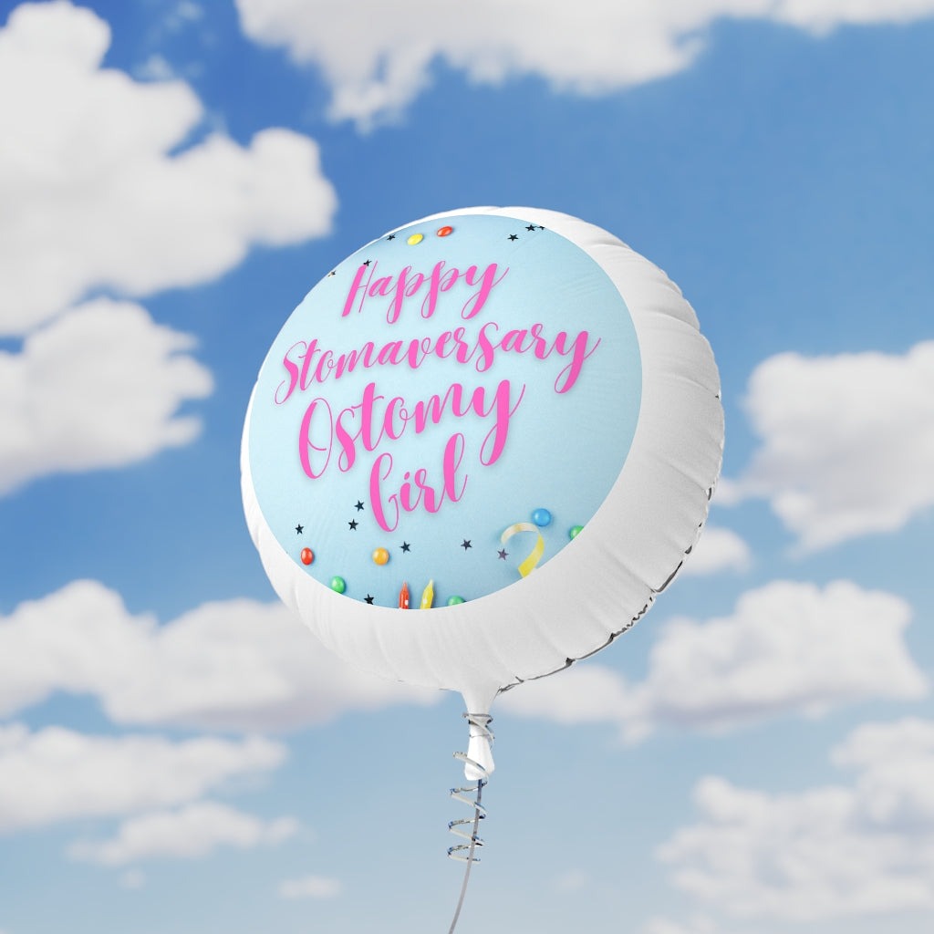 HAPPY STOMAVERSARY OSTOMY GIRL Mylar Helium Balloon (pink)