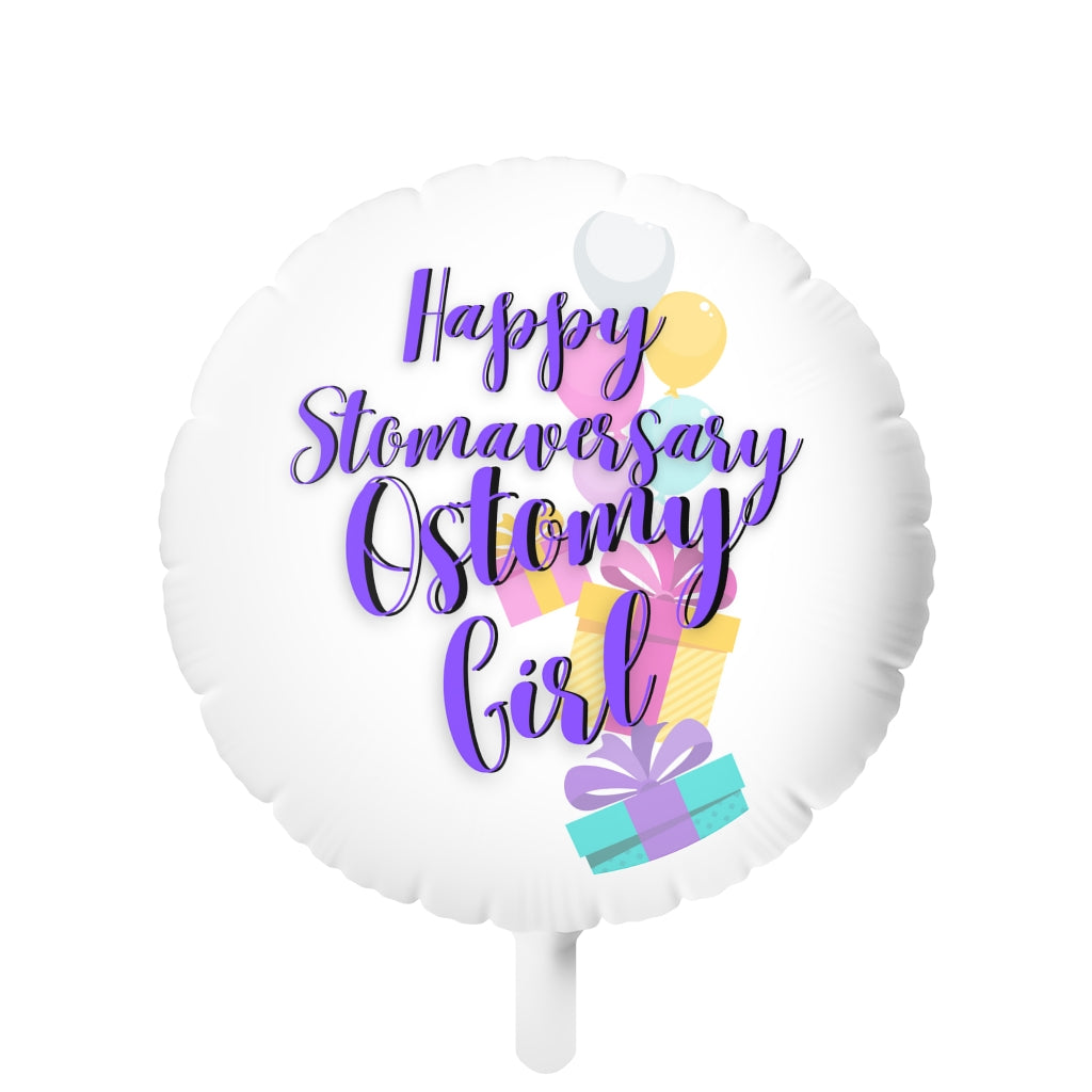 HAPPY STOMAVERSARY OSTOMY GIRL Mylar Helium Balloon