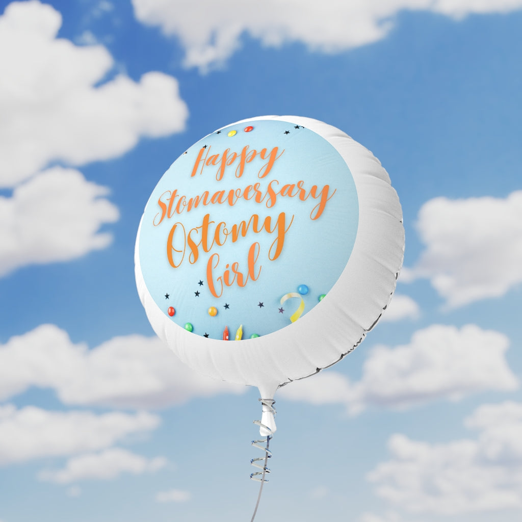 HAPPY STOMAVERSARY OSTOMY GIRL Mylar Helium Balloon (orange)