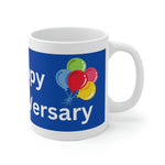 HAPPY STOMA-VERSARY White Ceramic Mug (blue)