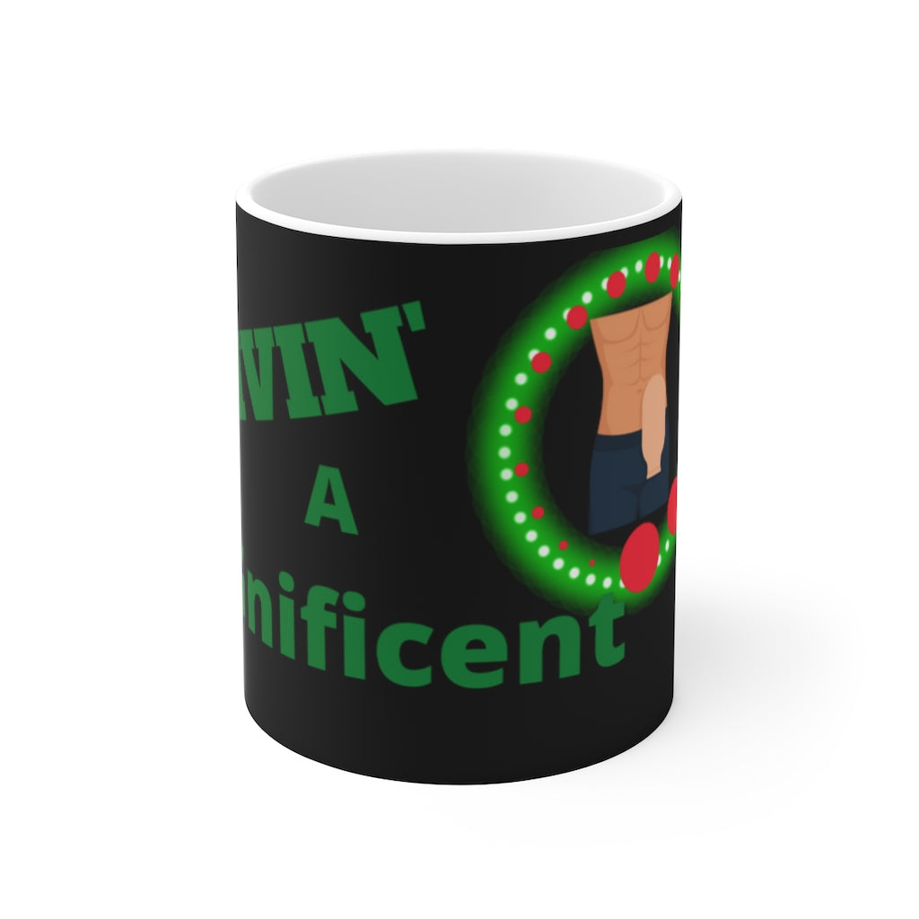LIVIN' A BAGnificent LIFE White Ceramic Mug (male)