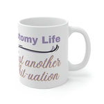 OSTOMY LIFE SHIT-UATION White Ceramic Mug (unicorn purple)