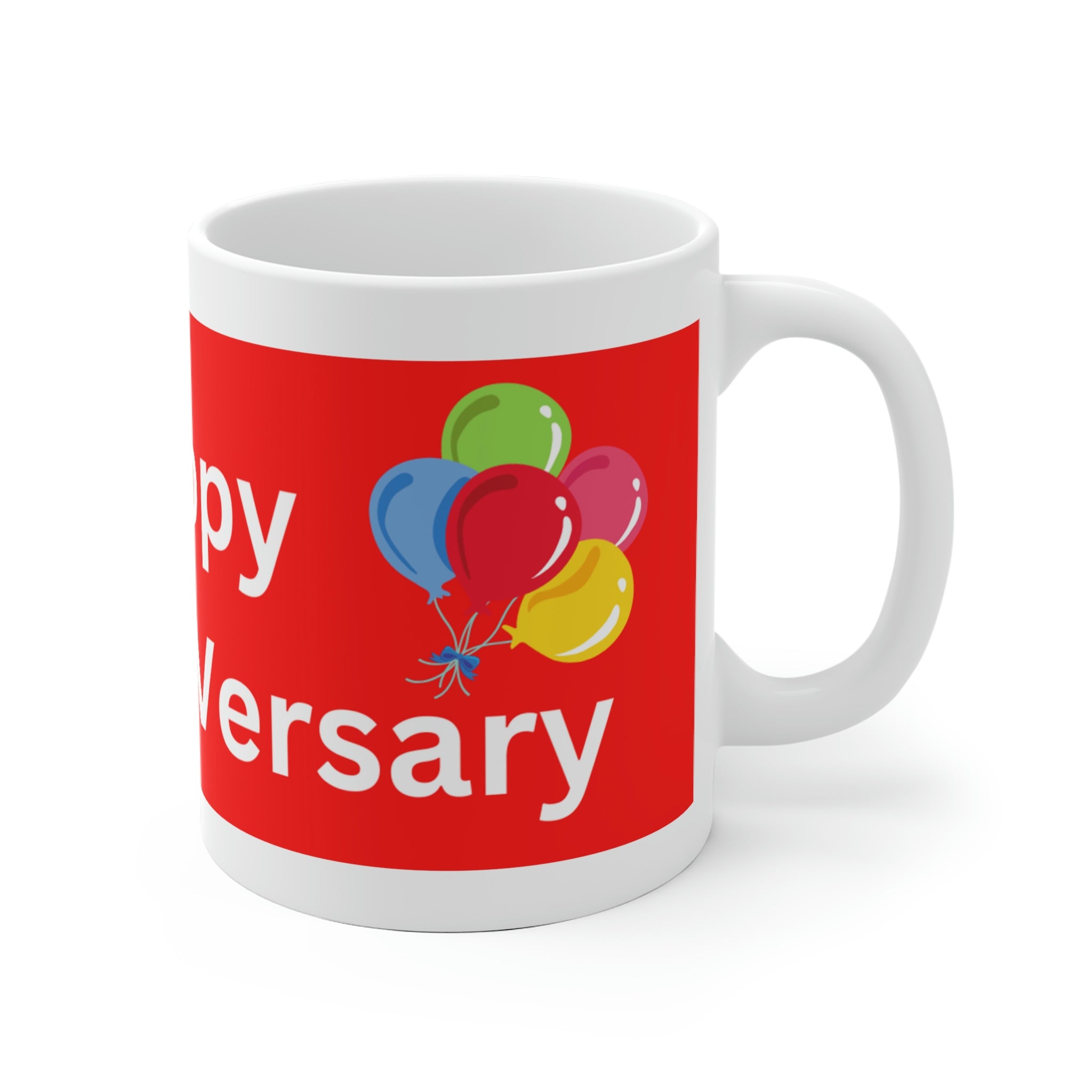 HAPPY STOMA-VERSARY White Ceramic Mug (red)