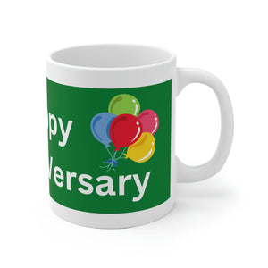 HAPPY STOMA-VERSARY White Ceramic Mug (green)