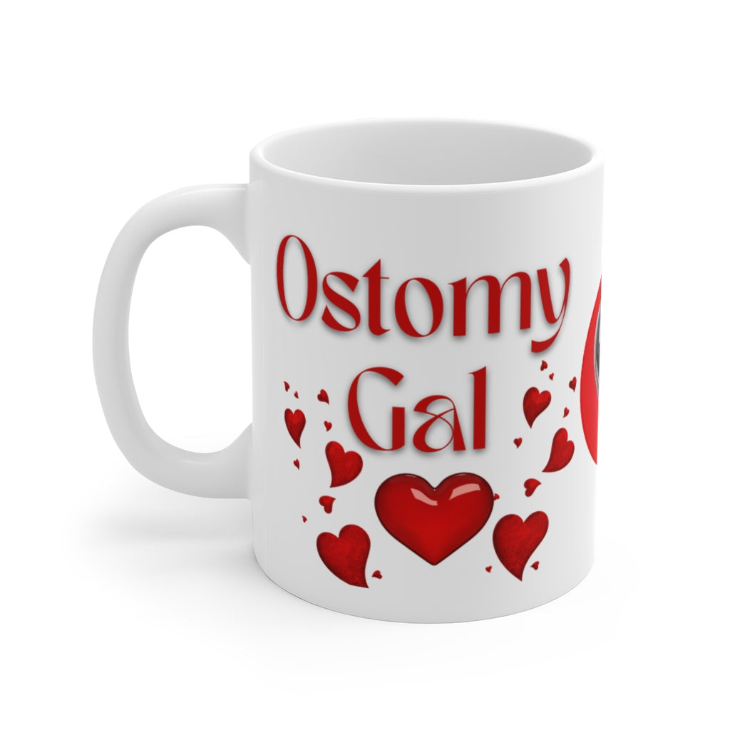 OSTOMY GAL HEARTS White Ceramic Mug