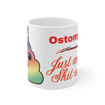 OSTOMY LIFE SHIT-UATION White Ceramic Mug (unicorn red)