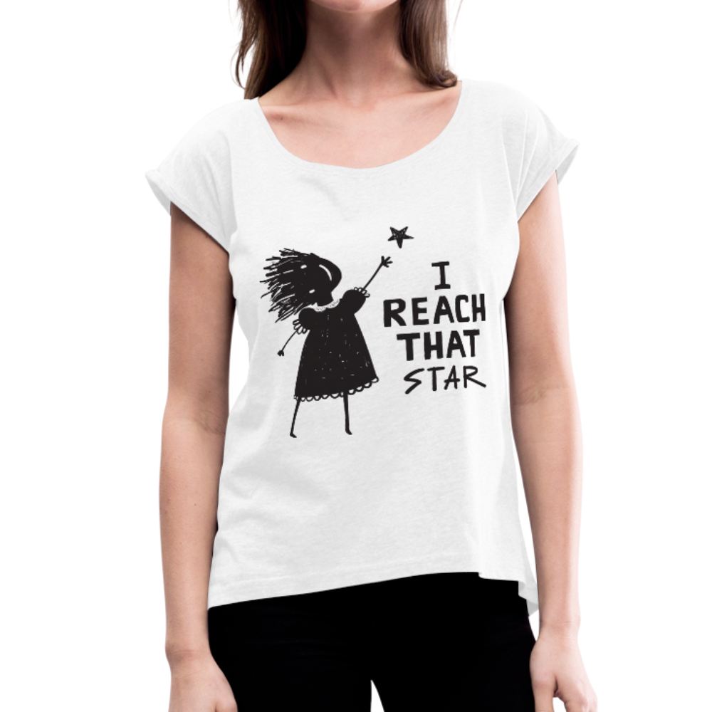 T-Shirt Womens Roll Cuff - white