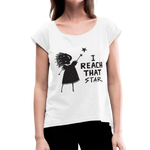 T-Shirt Womens Roll Cuff - white