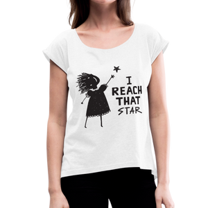 T-Shirt Womens Roll Cuff - white