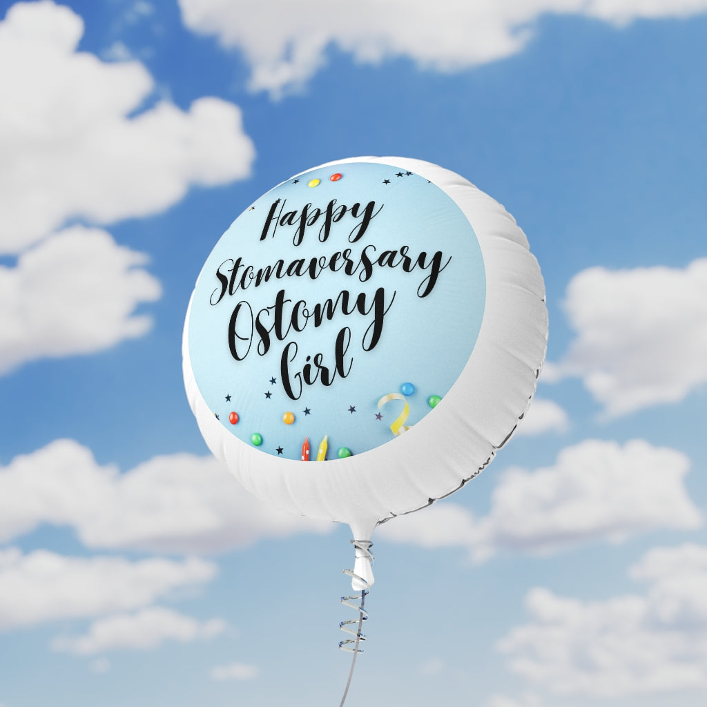 HAPPY STOMAVERSARY OSTOMY GIRL Mylar Helium Balloon (black)