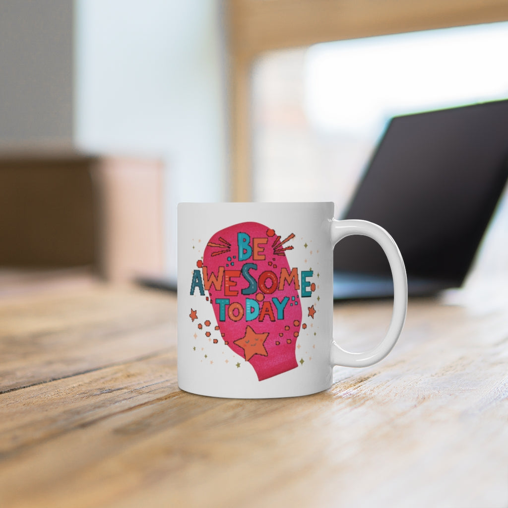 AWESOME DAY White Ceramic Mug