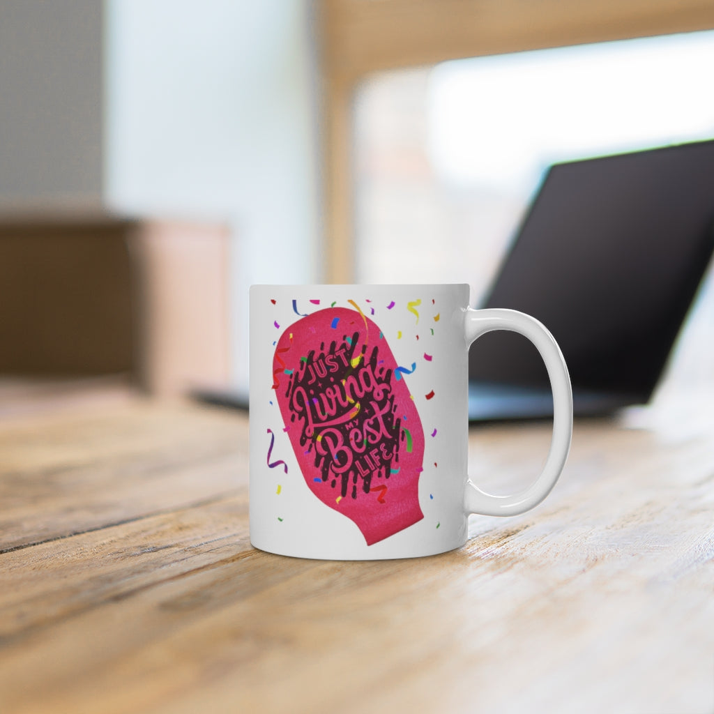 LIVING THE BEST LIFE OSTOMY BAG White Ceramic Mug