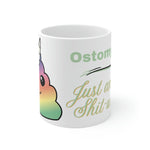 OSTOMY LIFE SHIT-UATION White Ceramic Mug (unicorn green)