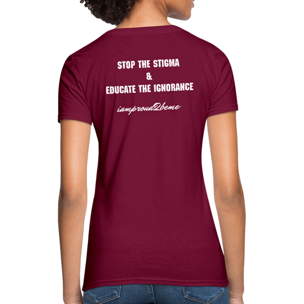 Women's T-Shirt Migraine Warrior Stop The Stigma - burgundy