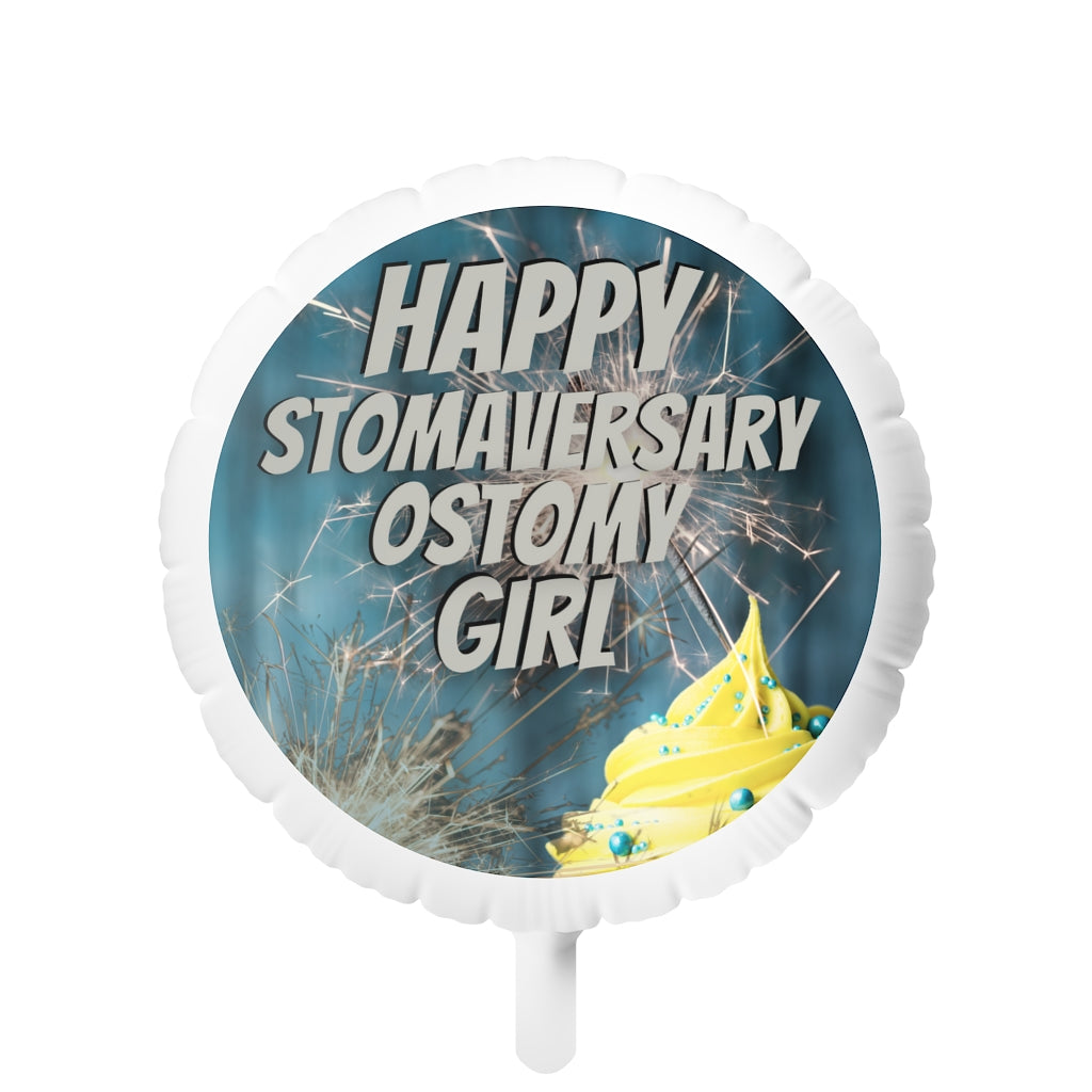 HAPPY STOMAVERSARY OSTOMY GIRL Mylar Helium Balloon