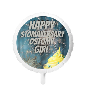 HAPPY STOMAVERSARY OSTOMY GIRL Mylar Helium Balloon